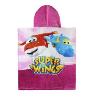 Poncho-Toalha com Capuz Rosa Super Wings